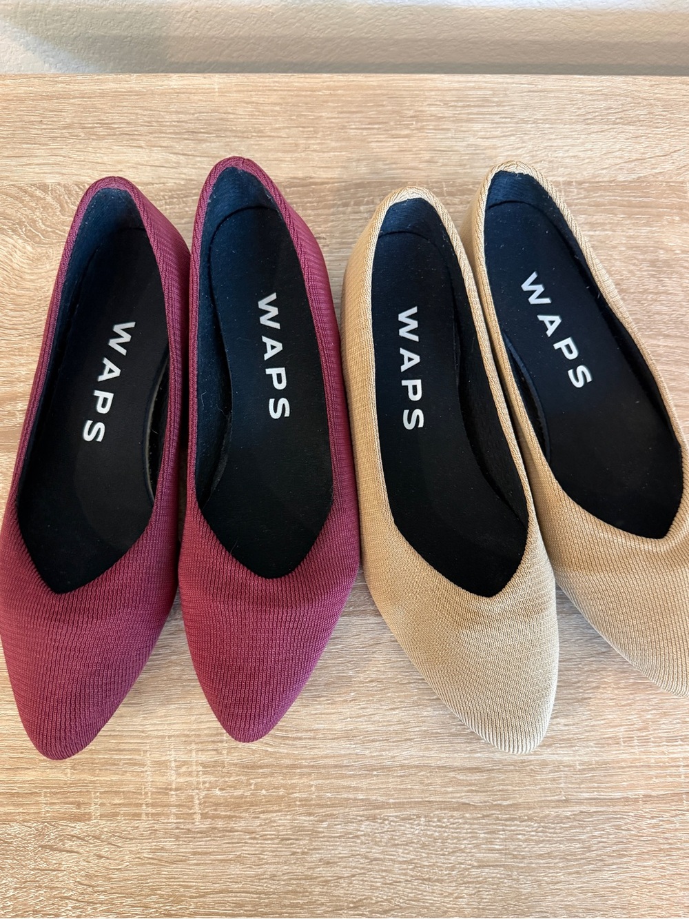 Bundle 2 Pack WAPS Sustainable Pointed Toe Knit Flats Size 9.5